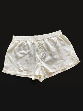 Victoria's Secret PINK Silky Shine Boxy Pajama Shorts Cream Bling Waistband Sz M